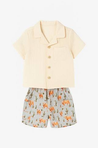 Reuben Boy’s Western Cow Herd Shirt & Shorts 2 - Piece Set - Lindsey Paige