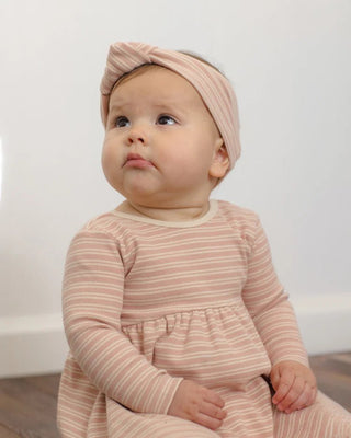 Ribbed Long Sleeve Dress Dusty Rose Microstripe - Lindsey Paige