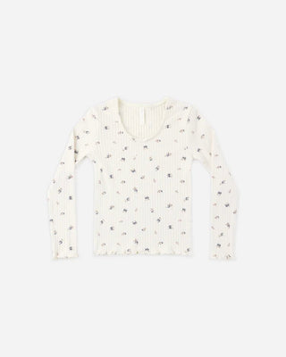 Ribbed Long Sleeve Natural Ditsy - Lindsey Paige