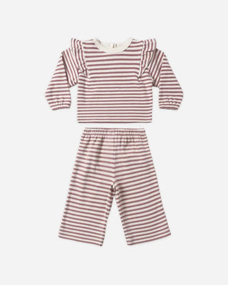 Ruffle Cozy Set Mulberry Stripe - Lindsey Paige