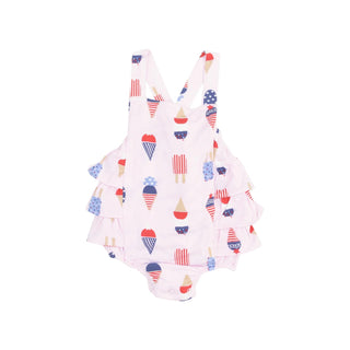 Ruffle Sunsuit - American Ice Cream - Pink - Lindsey Paige