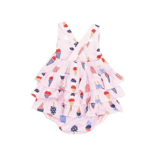 Ruffle Sunsuit - American Ice Cream - Pink - Lindsey Paige