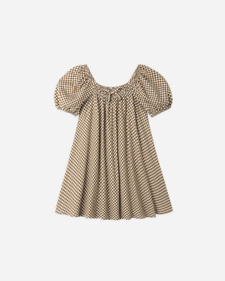 Sabrina Mini Dress Ocre Check - Lindsey Paige