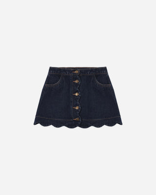 Scallop Mini Skirt Dark Indigo - Lindsey Paige