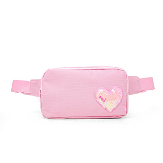 Sequin Heart Crossbody Sling Bag for Kids: Pink - Lindsey Paige