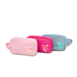 Sequin Heart Crossbody Sling Bag for Kids: Pink - Lindsey Paige