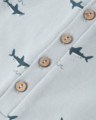 Shark Print Baby Romper | Lightweight French Terry Summer Playsuit - Lindsey Paige