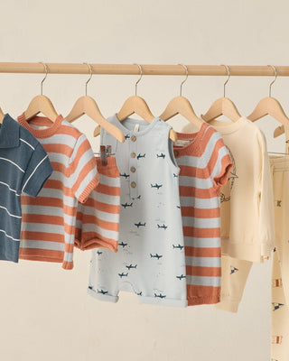 Shark Print Baby Romper | Lightweight French Terry Summer Playsuit - Lindsey Paige