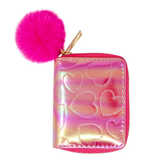 Shiny Dotted Heart Wallet: Hot Pink - Lindsey Paige