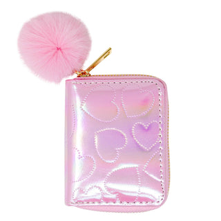 Shiny Dotted Heart Wallet: Hot Pink - Lindsey Paige