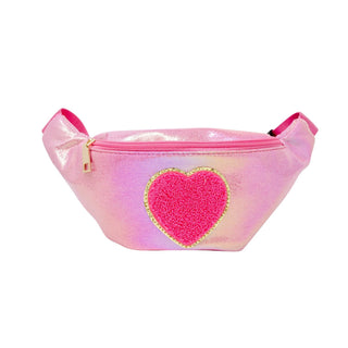 Shiny Heart Patch Sling Bag: Hot Pink - Lindsey Paige