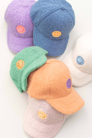Smiley Boucle Kids Baseball Hat: Blue - Lindsey Paige
