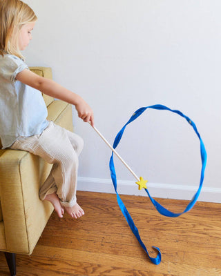 Star Silk & Wood Streamer - Wand for Pretend Play - Lindsey Paige