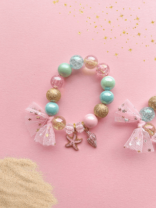 Starfish Seashell Beach Kids Custom Beaded Charm Bracelet: Big Kid 6.5” - Lindsey Paige