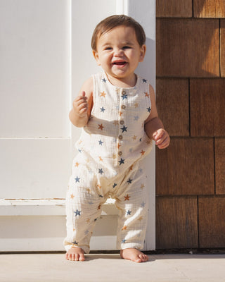 Starry Summer 100% Cotton Sleeveless Baby Jumpsuit - Natural - Lindsey Paige