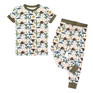 Howdy Western Bamboo Short Sleeve Kids Pajama Pants Set - Lindsey Paige