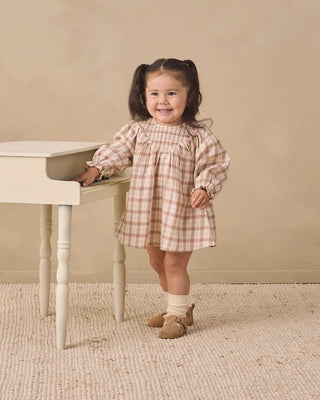 V Smocked Dress Rustic Plaid - Lindsey Paige