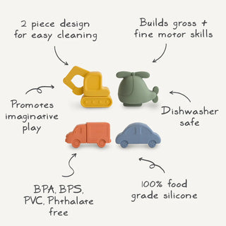 Vehicles Mold Free Bath Play Set - 4 Pack - Lindsey Paige