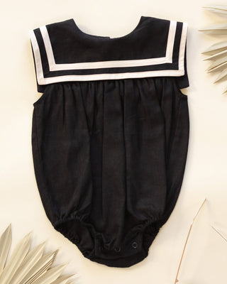 Vintage Linen - Blend Sailor Romper – Midnight Black - Lindsey Paige