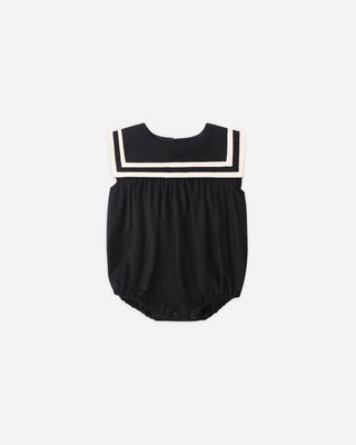 Vintage Linen - Blend Sailor Romper – Midnight Black - Lindsey Paige
