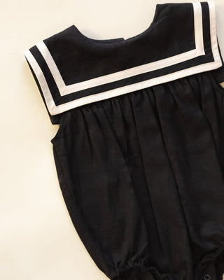 Vintage Linen - Blend Sailor Romper – Midnight Black - Lindsey Paige
