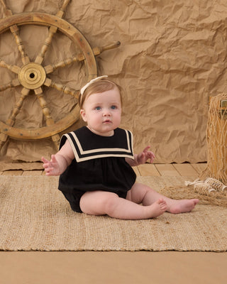 Vintage Linen - Blend Sailor Romper – Midnight Black - Lindsey Paige