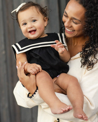 Vintage Linen - Blend Sailor Romper – Midnight Black - Lindsey Paige