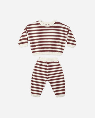 Waffle Slouch Set Black Cherry Stripe - Lindsey Paige