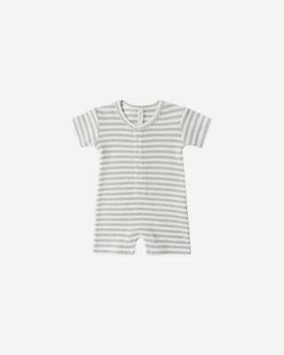 Waffle Snap Romper Sage Stripe - Lindsey Paige