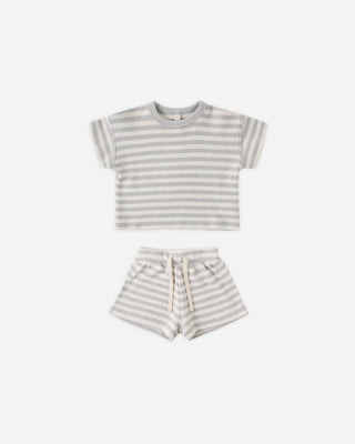 Waffle Tee + Short Set Sky Stripe - Lindsey Paige