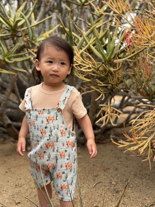 Wella Baby Cow Print Gauze Overalls & Tee Set — Western Summer Romper - Lindsey Paige