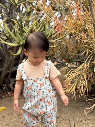 Wella Baby Cow Print Gauze Overalls & Tee Set — Western Summer Romper - Lindsey Paige