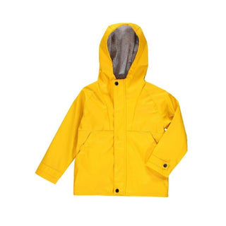 Me & Henry yellow water-resistant rain jacket for babies and toddlers, front view